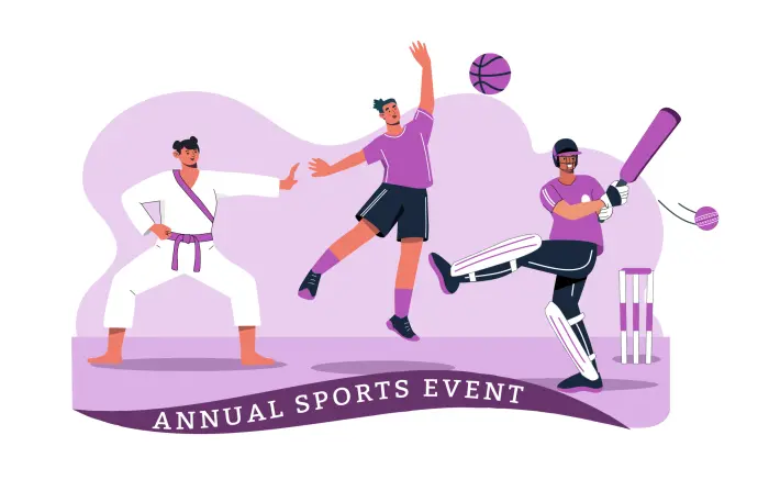 Annual Sports Events Flat Vector Character Illustration